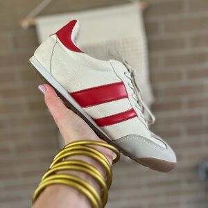 Dolce Vita Cream and Red Retro Sneakers